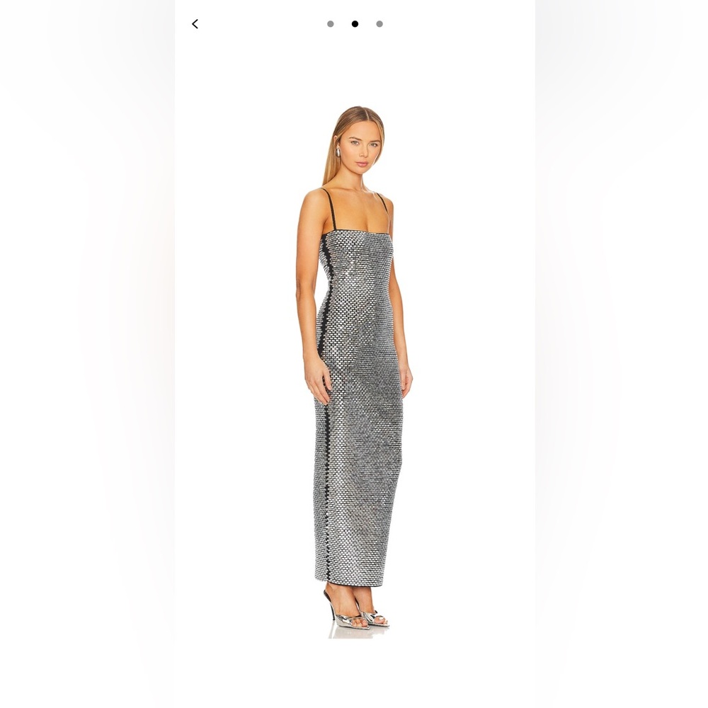 Retrofete Silver Strapless Dress
